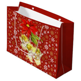 Sacola Para Presentes Grande Dançando Anjos de Bebê com Flocos de Neve