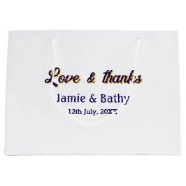 Sacola Para Presentes Grande Data do nome do casal cor de laranja roxa com amor