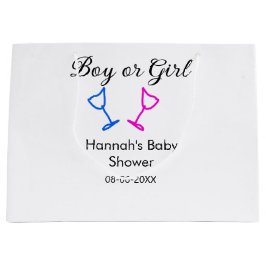 Sacola Para Presentes Grande Data do nome do chá de fraldas rosa ou azul