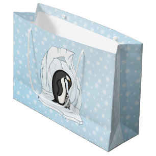 Sacola Para Presentes Grande Davin e Annie o saco do presente dos pinguins