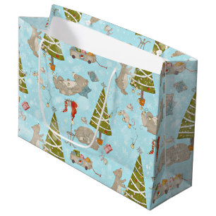 Sacola Para Presentes Grande De Ursos e Padrões de Natal-Natal para Crianças