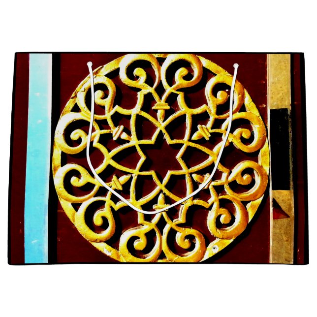 Sacola Para Presentes Grande Decoração Dourada (Frente)