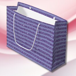 Sacola Para Presentes Grande Deep Amethyst Glitter Style Horizontal Stripes 