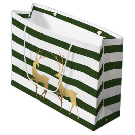 Sacola Para Presentes Grande Deer Dourado das Gretas Verdes Modernas do Spruce