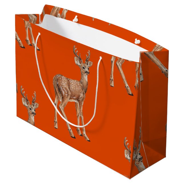 Sacola Para Presentes Grande Deer em vermelho (Verso inclinado)