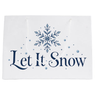 Sacola Para Presentes Grande Deixe Nevar Floco de Neve Minimalista Presente de