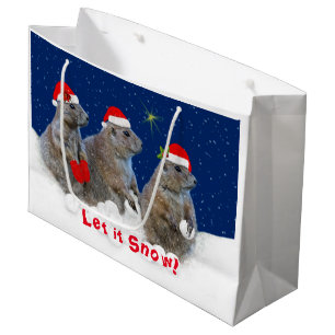 Sacola Para Presentes Grande Deixe-o nevar na bolsa de presente de Natal