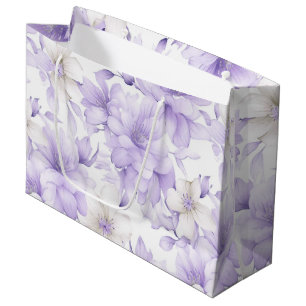 Sacola Para Presentes Grande Delicar Flores Roxos De Aquarela