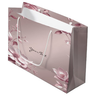 Sacola Para Presentes Grande Delicate Pink Floral Gift Bag