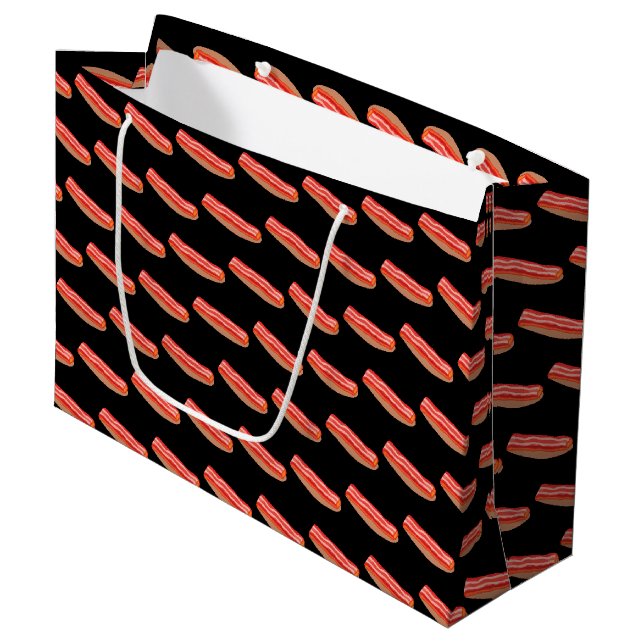 Sacola Para Presentes Grande Delicioso Bacon Engraçado  (Frente inclinada)
