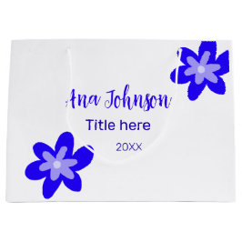 Sacola Para Presentes Grande Denominação do rabisco de flor azul título ano 20X