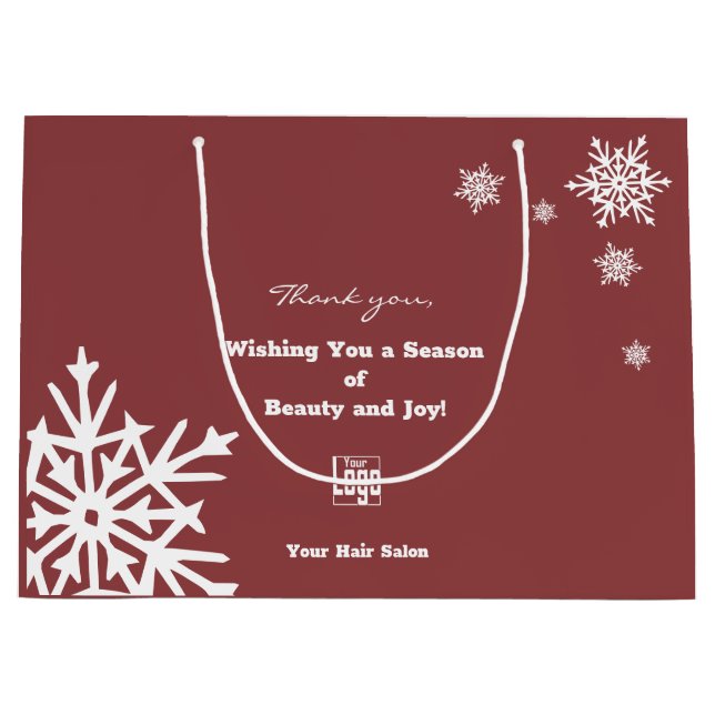 Sacola Para Presentes Grande Desejando-lhe uma temporada de beleza e alegria -  (Frente)