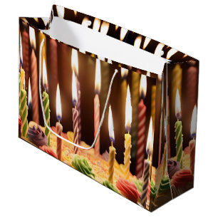Sacola Para Presentes Grande Desejos iluminados: Velas acesas no bolo de aniver