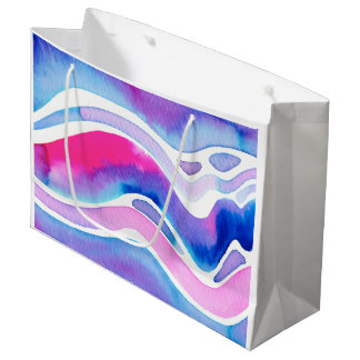 Sacola Para Presentes Grande Desenho Abstrato de Aquarela