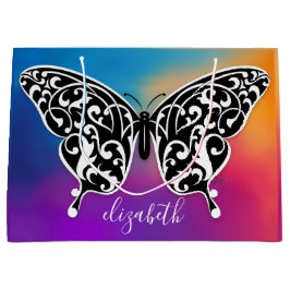 Sacola Para Presentes Grande Desenho de Saco de Presente de Borboleta Elegante 