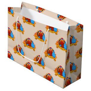 Sacola Para Presentes Grande Desenho divertido de Ação de Graças em estilo de d