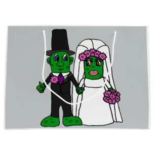 Sacola Para Presentes Grande Desenhos animados engraçados do casamento dos