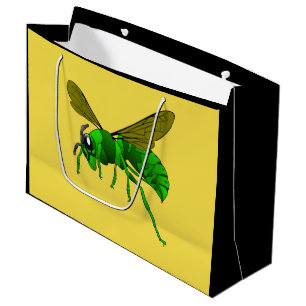 Sacola Para Presentes Grande Desenhos animados verdes e abelha da vespa do