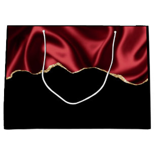Sacola Para Presentes Grande Design abstrato de Satin Wavy Satin de Glam Vermel