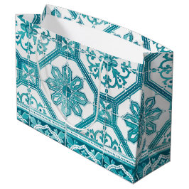 Sacola Para Presentes Grande Design azul português tradicional dos azulejos