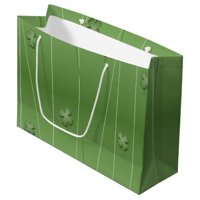 Sacola Para Presentes Grande Design de Clover irlandês (Frente inclinada)