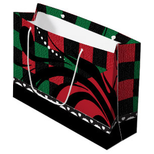 Sacola Para Presentes Grande Design de espiral verificada Preto, Vermelho e V