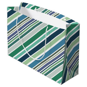 Sacola Para Presentes Grande Design de faixas diagonais coloridas