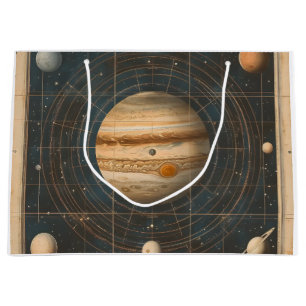 Sacola Para Presentes Grande Design de Gráfico Celestial Centrado em Júpiter