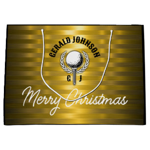 Sacola Para Presentes Grande Design de Monograma de Golfe Elegante Personalizad