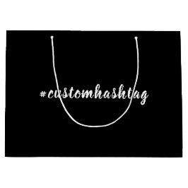 Sacola Para Presentes Grande Design de Script com Hashtag Preto Moderno