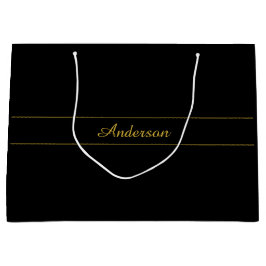 Sacola Para Presentes Grande Design de texto simples personalizável dourado e p