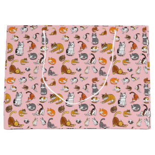 Sacola Para Presentes Grande design de um gato giro rosa para amantes de gatos-