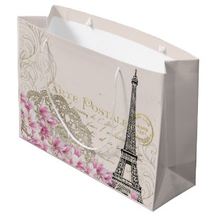 Sacola Para Presentes Grande Design de Viagem da França de Paris com Eiffel ros