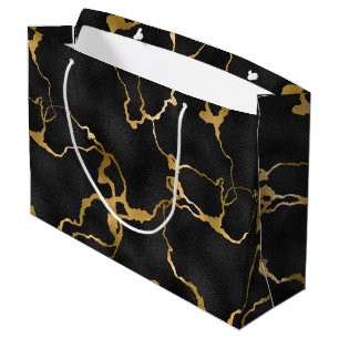 Sacola Para Presentes Grande Design de vidro de padrão negro e ouro de luxo