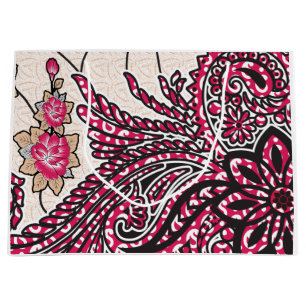 Sacola Para Presentes Grande Design decorativa com vermelho vívido e alfinete