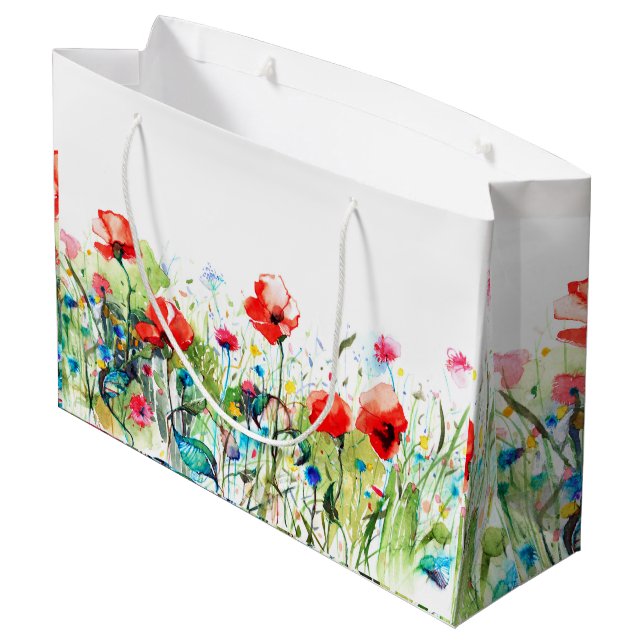 Sacola Para Presentes Grande Design Floral RedPoppies (Verso inclinado)