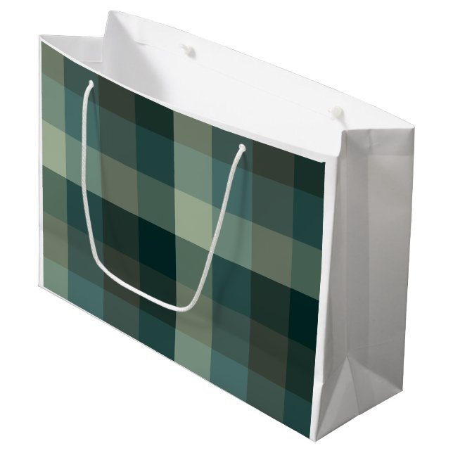 Sacola Para Presentes Grande Design Xadrez Ginga Verde (Frente inclinada)