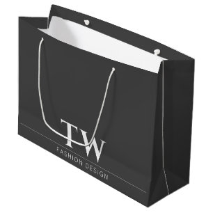 Sacola Para Presentes Grande Designer de Moda Preto