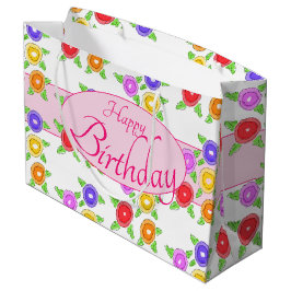 Sacola Para Presentes Grande Designer Flor Colorido
