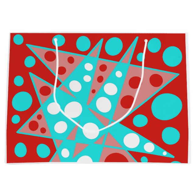 Sacola Para Presentes Grande Designs abstratos retrorreflectores em vermelho, b (Frente)