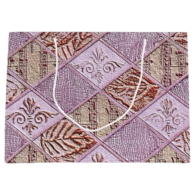 Sacola Para Presentes Grande Designs De Diamante Em Pinks (Frente)