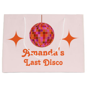 Sacola Para Presentes Grande Despedida de Solteira Pink Orange Groovy Último Di