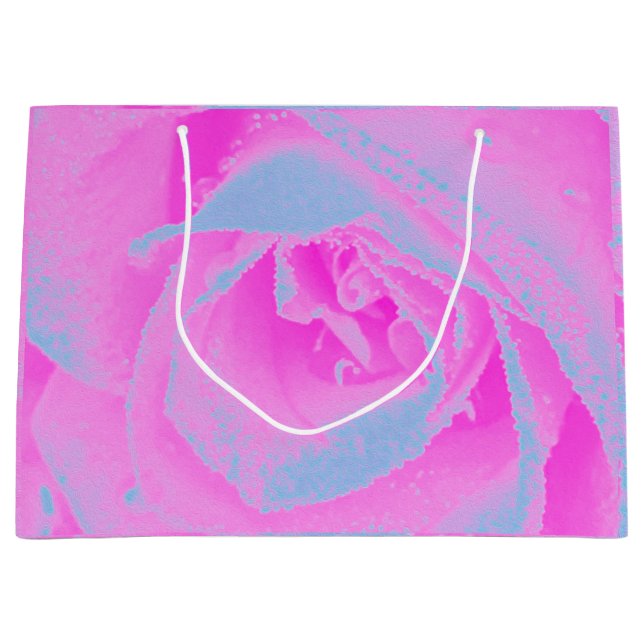 Sacola Para Presentes Grande Detalhe do Rosa azul-claro e rosa-quente perfeito (Frente)