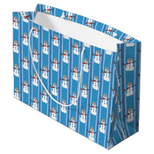 Sacola Para Presentes Grande Detetive Blue Snowman, divertido e Rico
