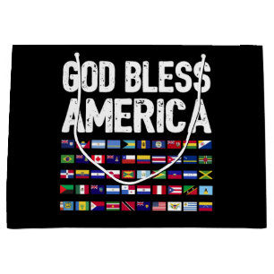 Sacola Para Presentes Grande Deus Abençoe a América, Todos os Países, Orgulho L