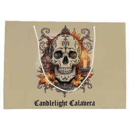 Sacola Para Presentes Grande Dia das Bruxas,Padrão de Caveira, Calavera à Luz d