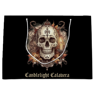 Sacola Para Presentes Grande Dia das Bruxas,Padrão de Caveira, Calavera à Luz d