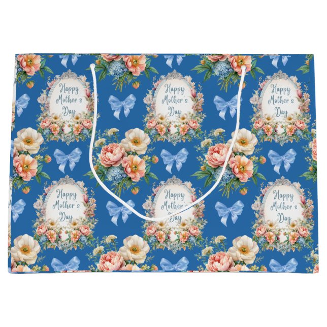 Sacola Para Presentes Grande Dia de as mães Cerulean Blue (Frente)
