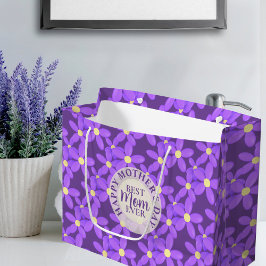 Sacola Para Presentes Grande Dia de as mães Flores Roxas Grandes Sacos-Presente