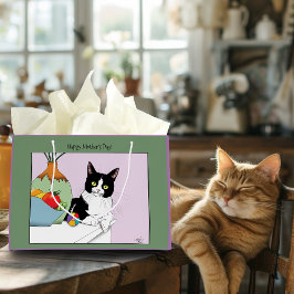 Sacola Para Presentes Grande Dia de as mães Tuxedo Cat